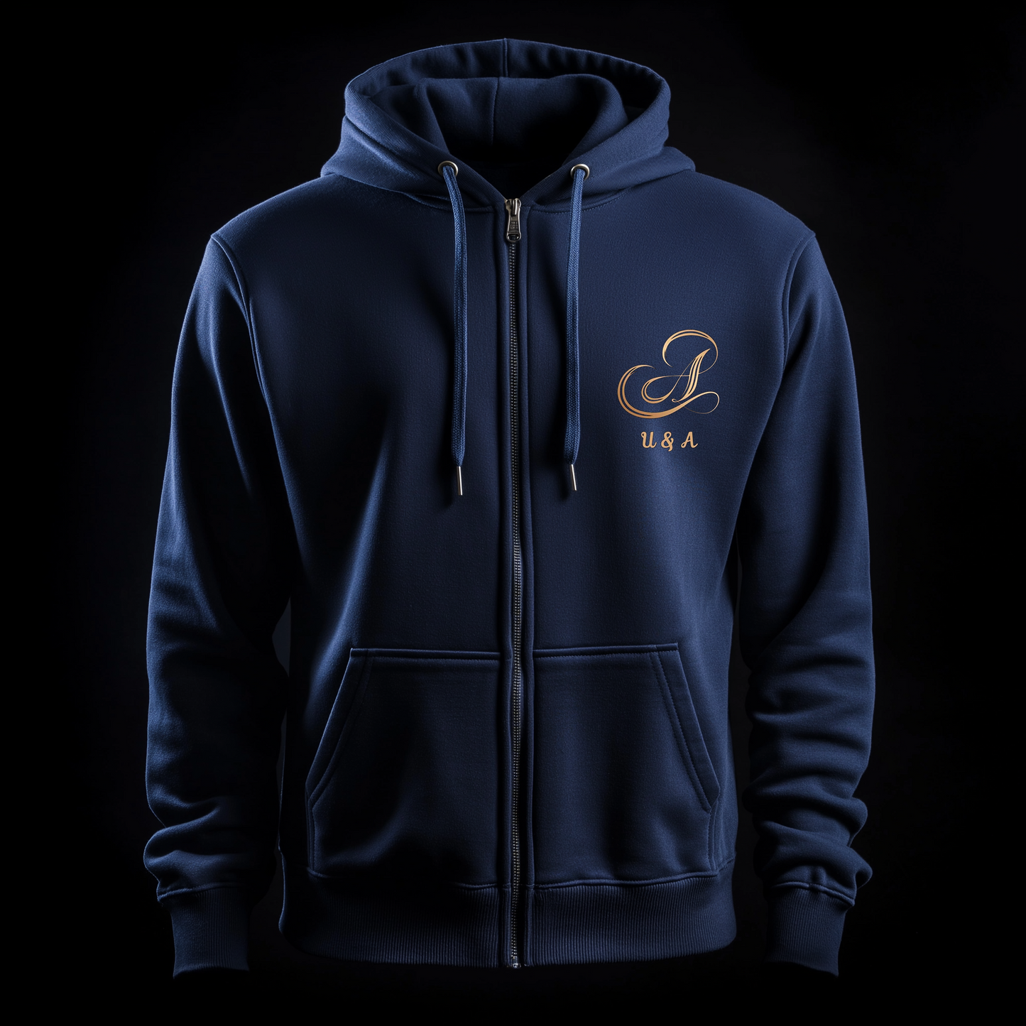 ZIPPER NAVY HOODIE