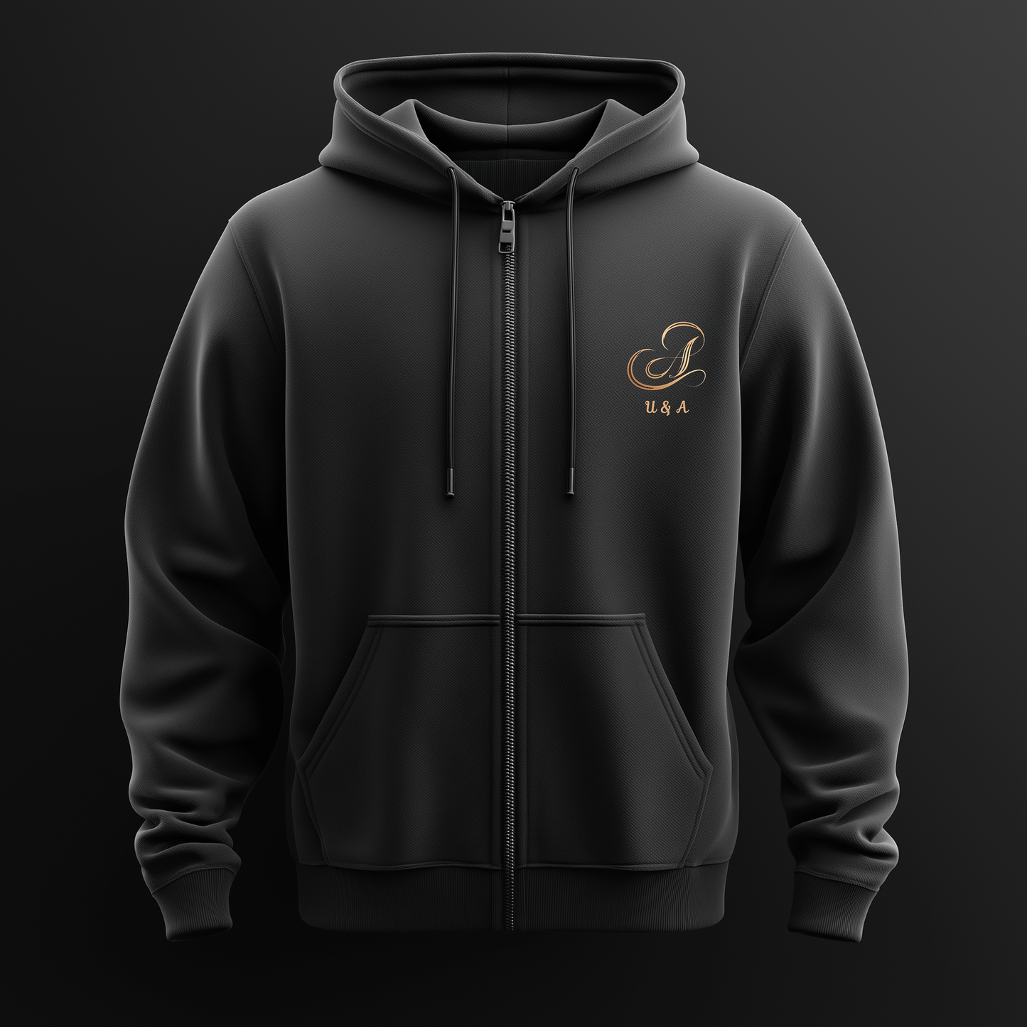 ZIPPER BLACK HOODIE