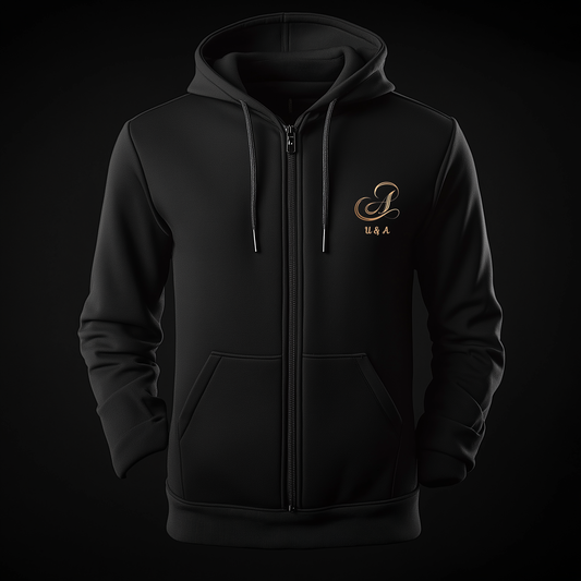 ZIPPER BLACK HOODIE